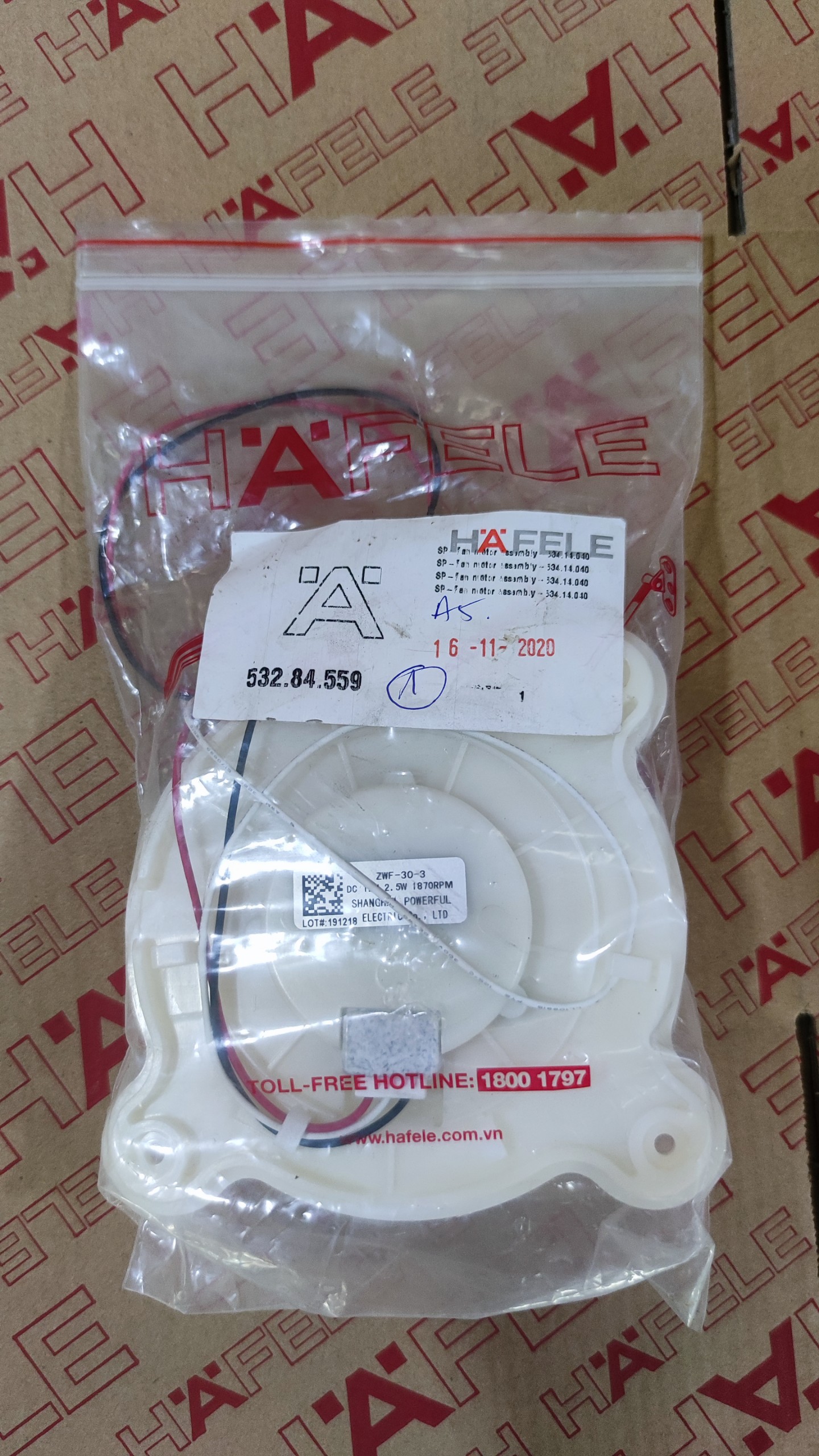 MOTOR QUẠT TỦ LẠNH 356L HF-MULA HAFELE 534.14.040 ( 532.84.559 )