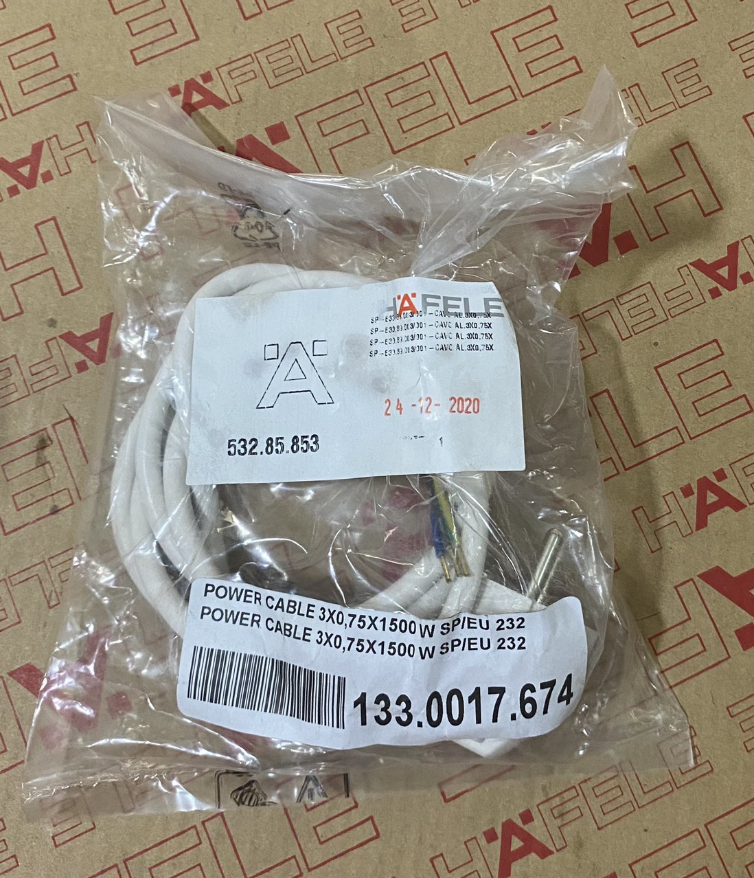 DÂY ĐIỆN NGUỒN MÁY HÚT MÙI ÂM TỦ HH-S90A Hafele 533.89.003 (532.85.853)