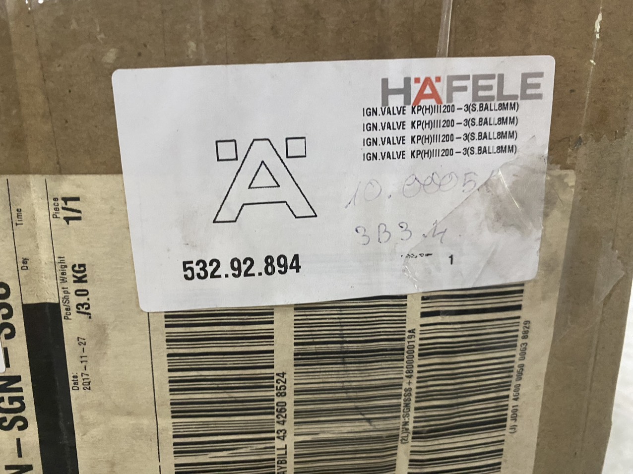 IGN.VALVE KP(H)III200-3(S.BALL8MM) 532.92.894